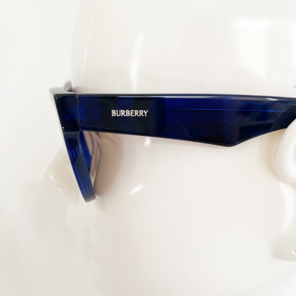 BURBERRY Blue Logo Print Square Acetate Sunglasses Unisex NWT - Picture 6 of 11